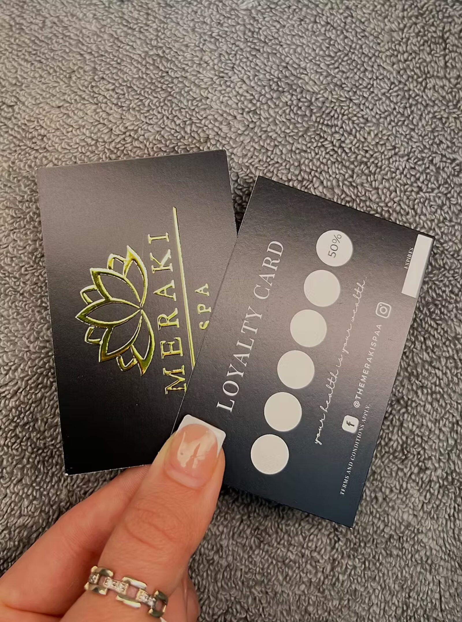 Meraki Spa loyalty cards