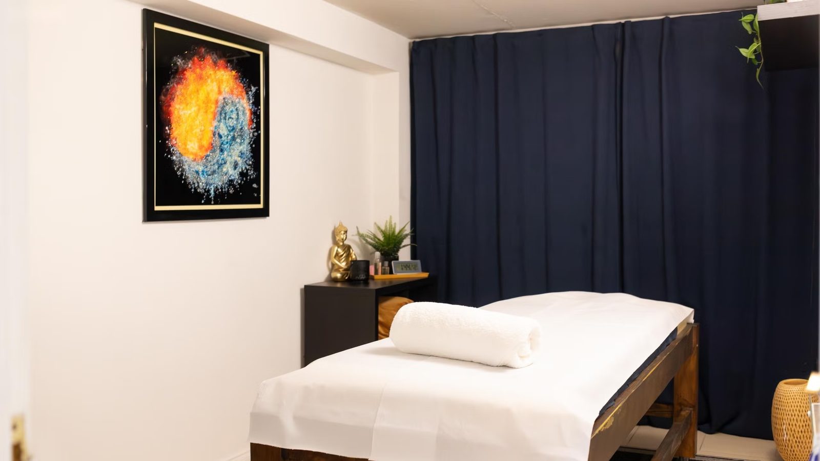 A styled treatment room at Meraki Spa